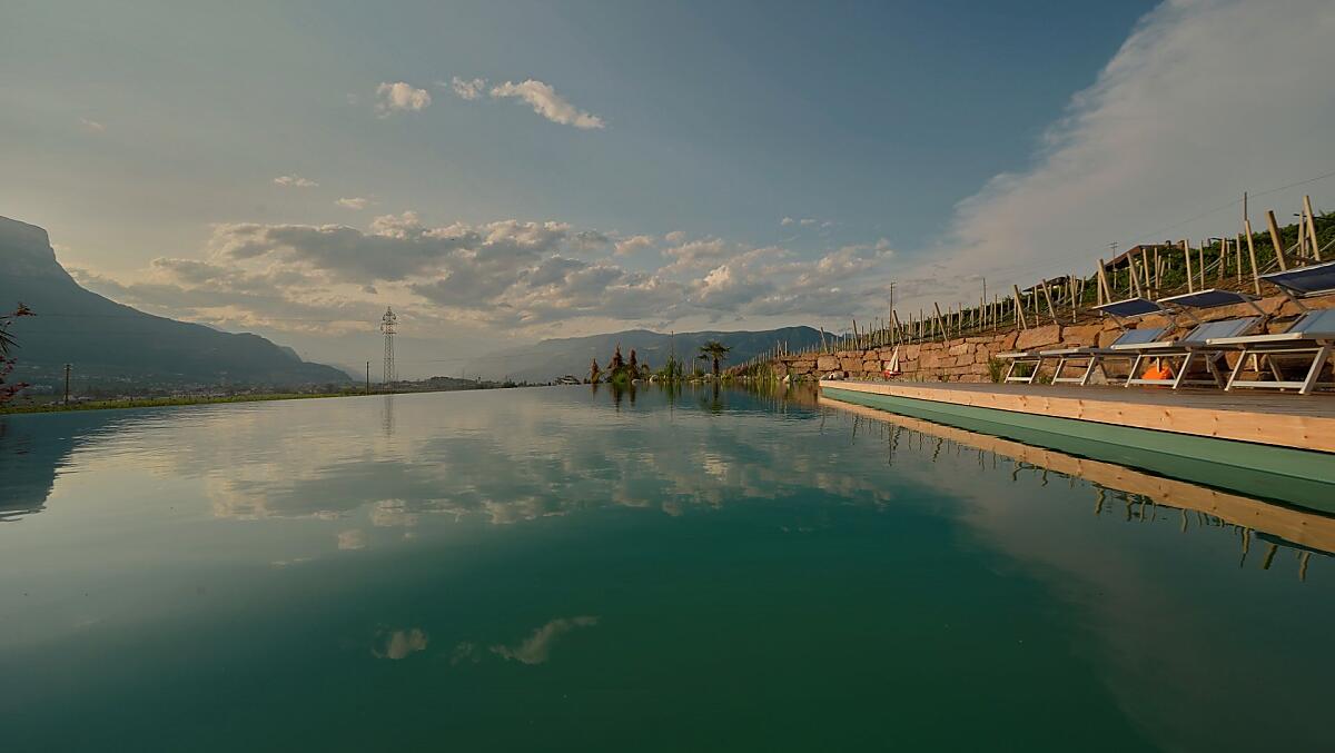 Piscina naturale con passerella
