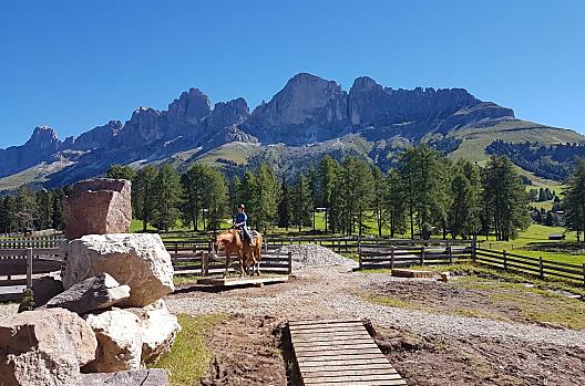 Cavalcare sul sentiero di montagna