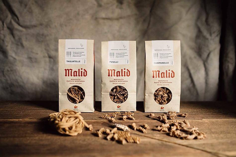 Pasta di montagna Malid, prodotta con la nostra farina di farro e le nostre uova.