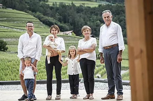 Markus con Toni, Hildegard con Lisa, Nina, Martha e Gustel