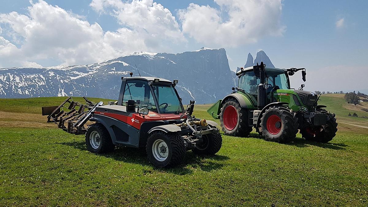Sull'Alpe di Siusi abbiamo circa 6 ettari di pascoli, che in primavera vengono preparati per l'estate non appena la neve si scioglie.
