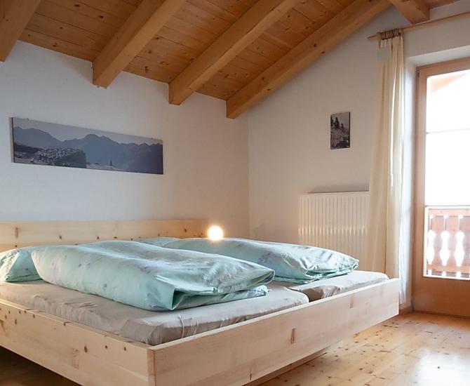 Unser Schlafzimmer in Zirbenholz.
