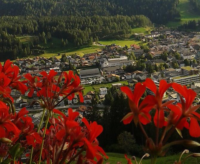 Blick vom Balkon aus ins Tal