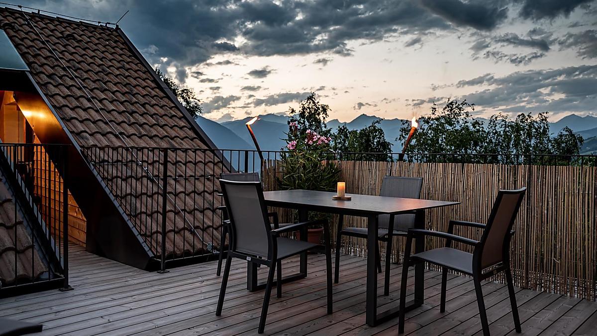 Terrazza panoramica sul tetto appartamento vacanze Lärche