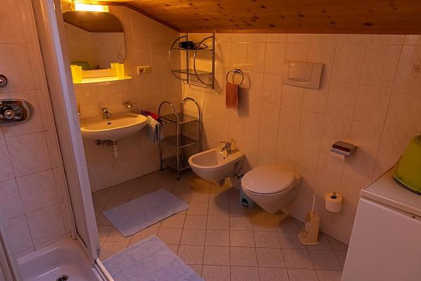 Das Badezimmer mit eigener Waschmaschine.