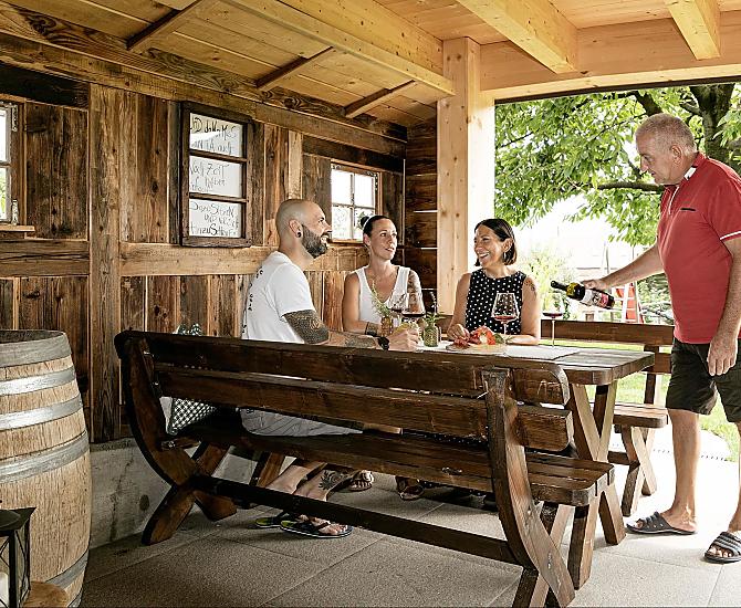Visita guidata del maso con degustazione di vini insieme ai vostri ospiti Toni e Margit