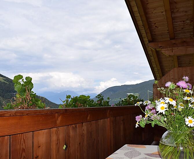Einmaliger Blick zu den Bergen bis ins Tal
