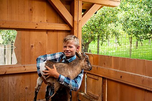 Questo è il nostro Philipp con la gatta Susi. Sta spesso con gli animali e gli piace mostrarli ai nostri ospiti.