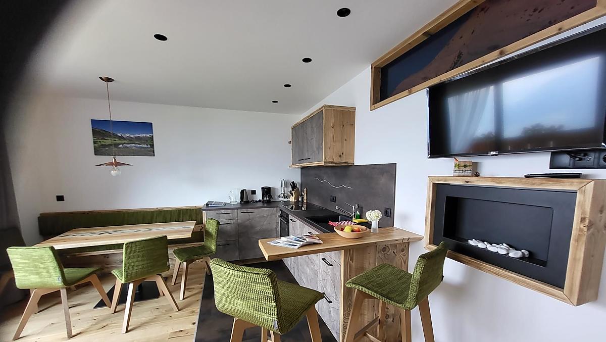 Cucina e soggiorno dell'appartamento Waldesduft