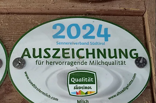 Ogni anno riceviamo dalla latteria il riconoscimento per la migliore qualità del latte.